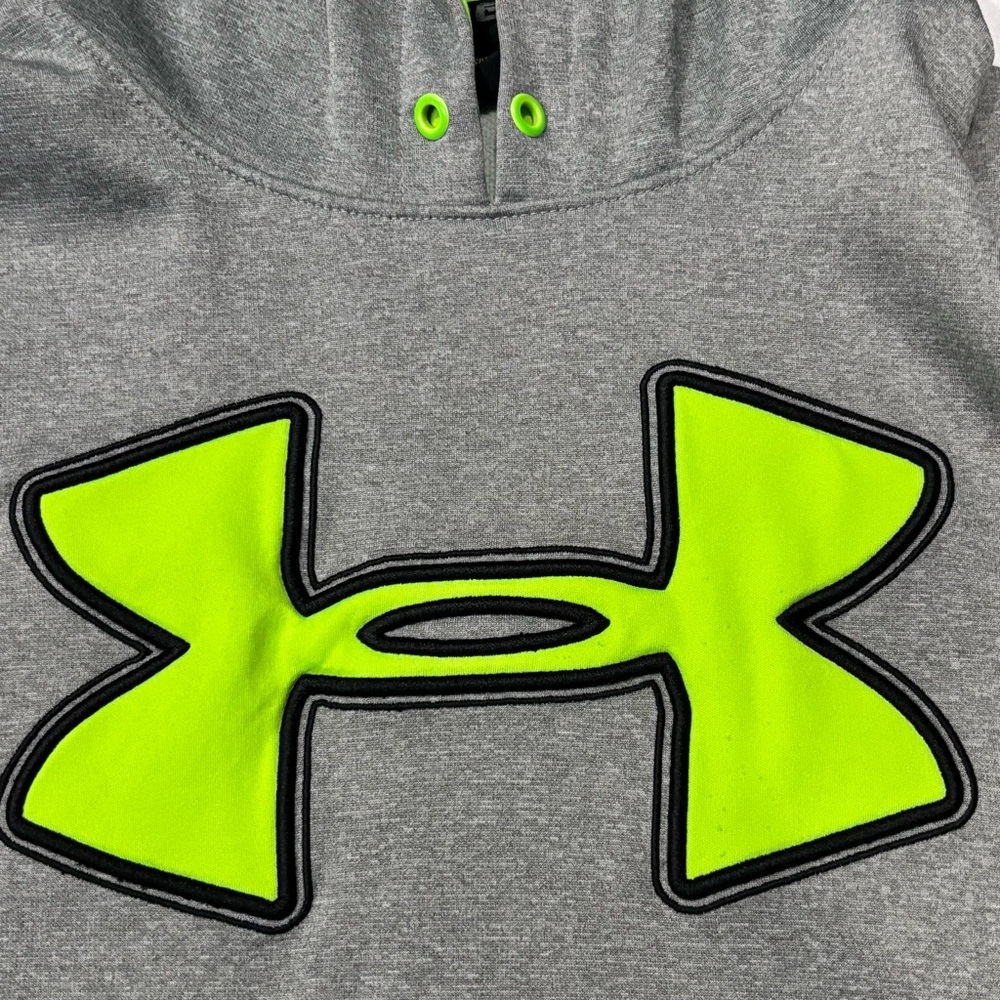 Under Armour Men's Loose Fit Hoodie Sweatshirt Size Medium Gray And Neon Green - Picture 5 of 9